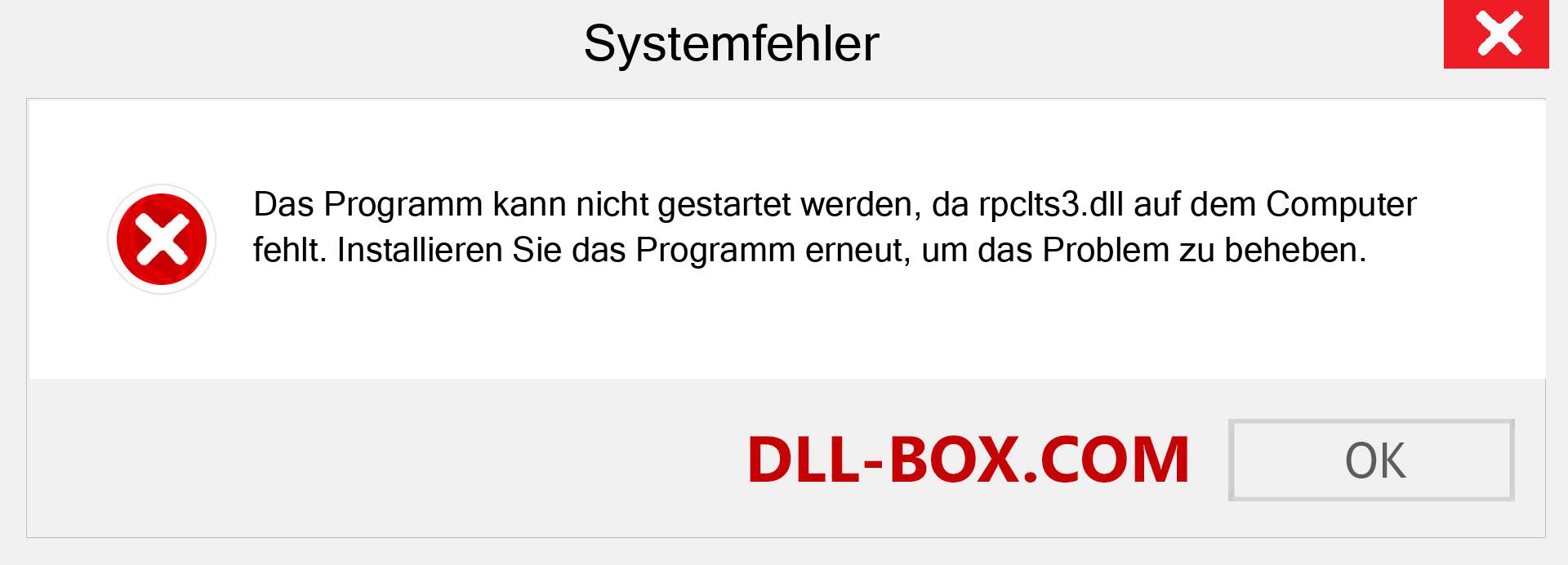 rpclts3.dll-Datei fehlt?. Download für Windows 7, 8, 10 - Fix rpclts3 dll Missing Error unter Windows, Fotos, Bildern