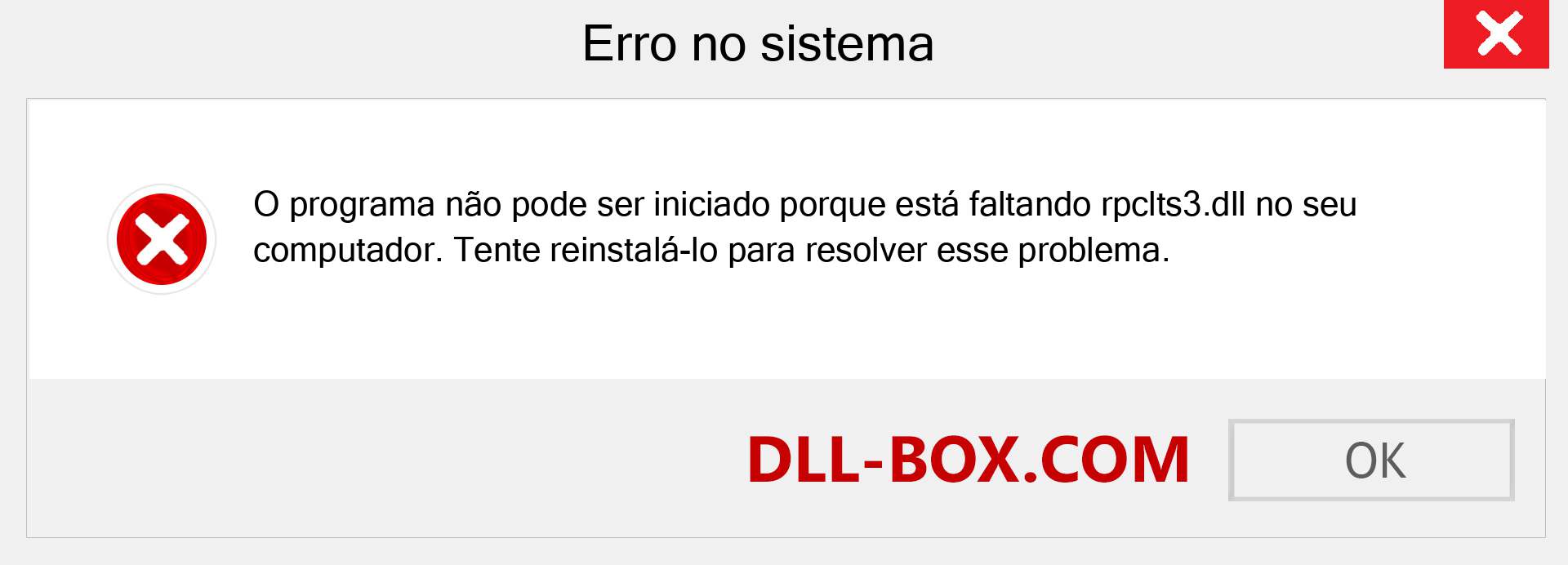 Arquivo rpclts3.dll ausente ?. Download para Windows 7, 8, 10 - Correção de erro ausente rpclts3 dll no Windows, fotos, imagens